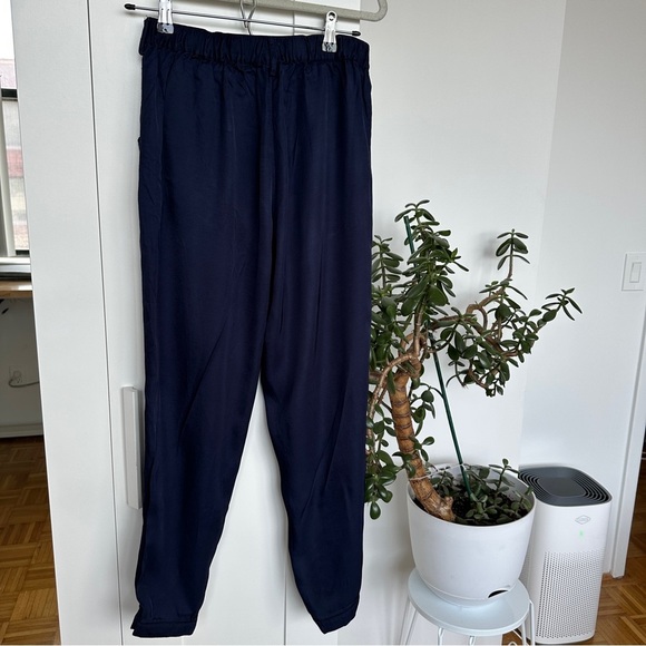 Pistola Blue Satin Eleanor High Rise Tapered Pants with Relaxed Fit, EUC - Picture 3 of 8